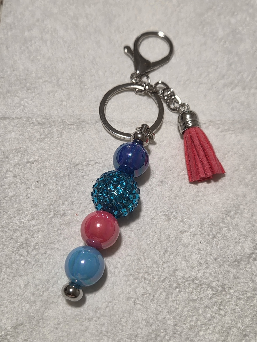 Beaded Tassel Keychain - Pink & Blue